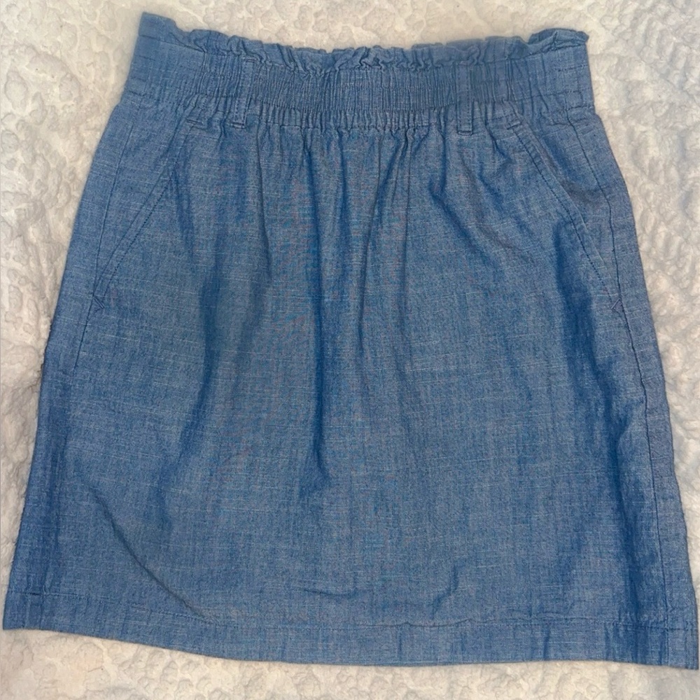 J.Crew Soft Chambray Skirt | Lightweight Denim Blue XS Summer Casual